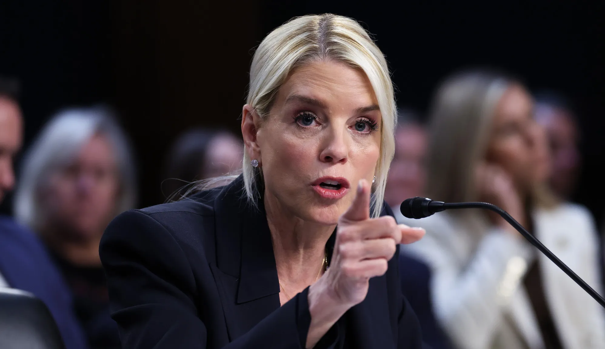WASHINGTON, DC - OCTOBER 07: U.S. Attorney General Pam Bondi testifies before the Senate Judiciary Committee in the Hart Senate Office Building on Capitol Hill on October 07, 2025 in Washington, DC. Bondi is expected to face criticism from Democrats on the Justice Department’s targeting of President Trump’s political opponents, including the recent indictment of former FBI Director James Comey. (Photo by Win McNamee/Getty Images)