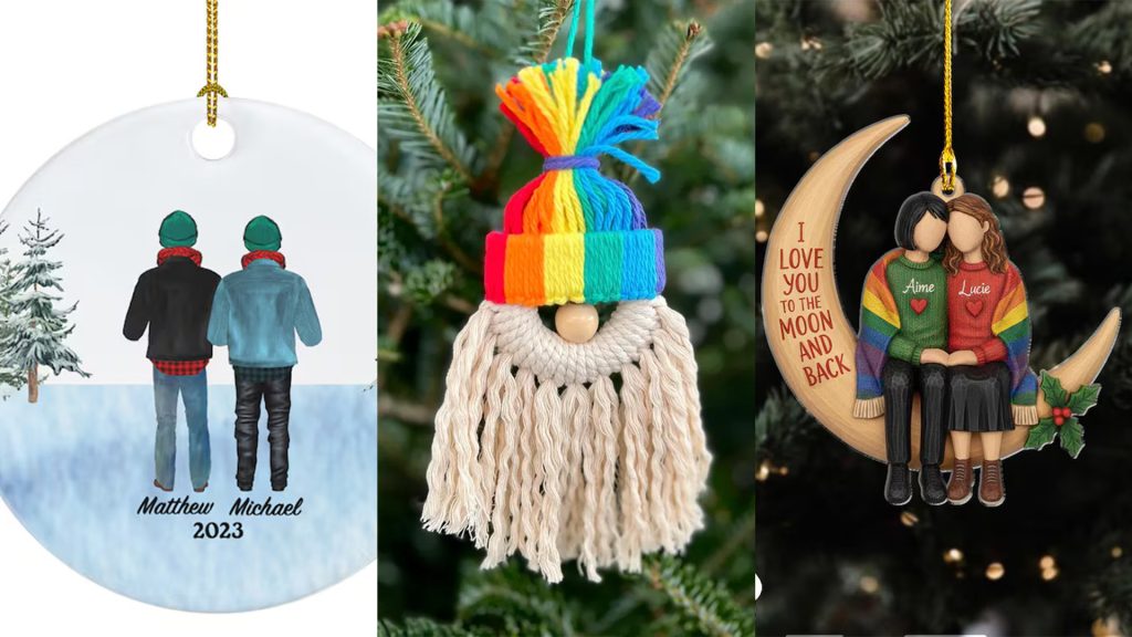 Añade un poco de orgullo a tu árbol: divertidos adornos navideños gay en Etsy
