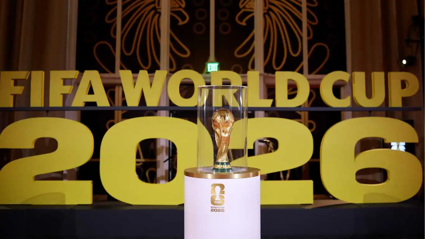 FIFA World Cup Trophy is displayed prior to the FIFA World Cup 2026 Official Draw at John F. Kennedy Center for the Performing Arts on December 05, 2025 in Washington, DC.