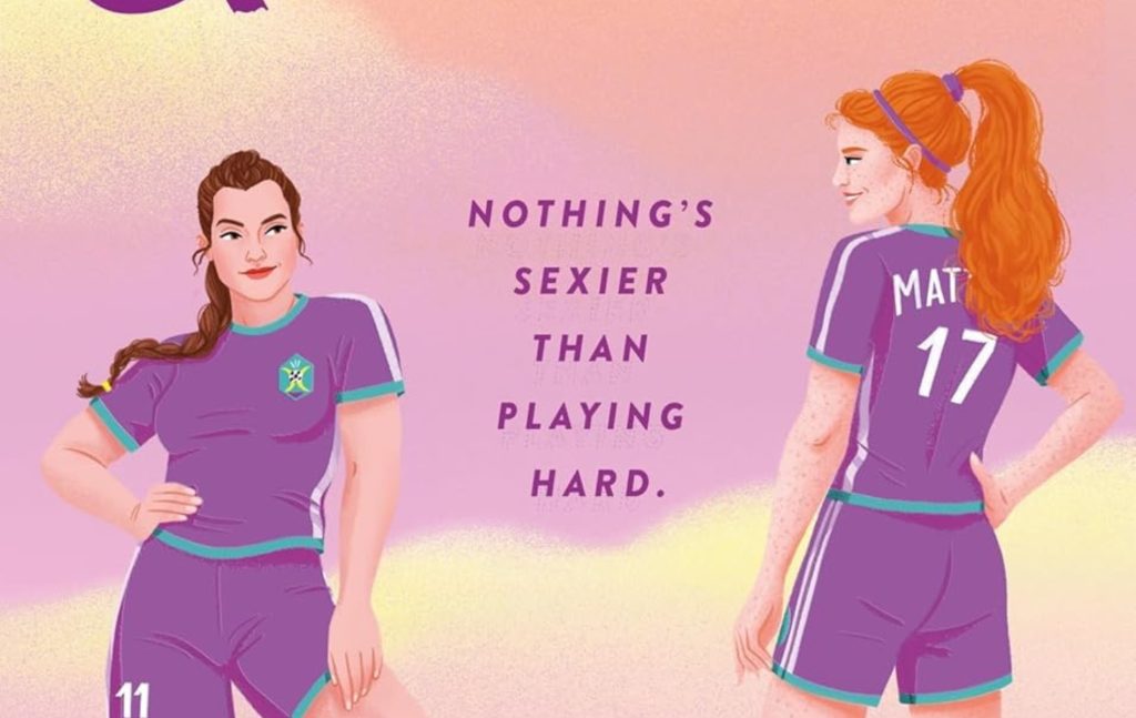 Cleat Cute book cover, two women in purple football kit. "Nothing