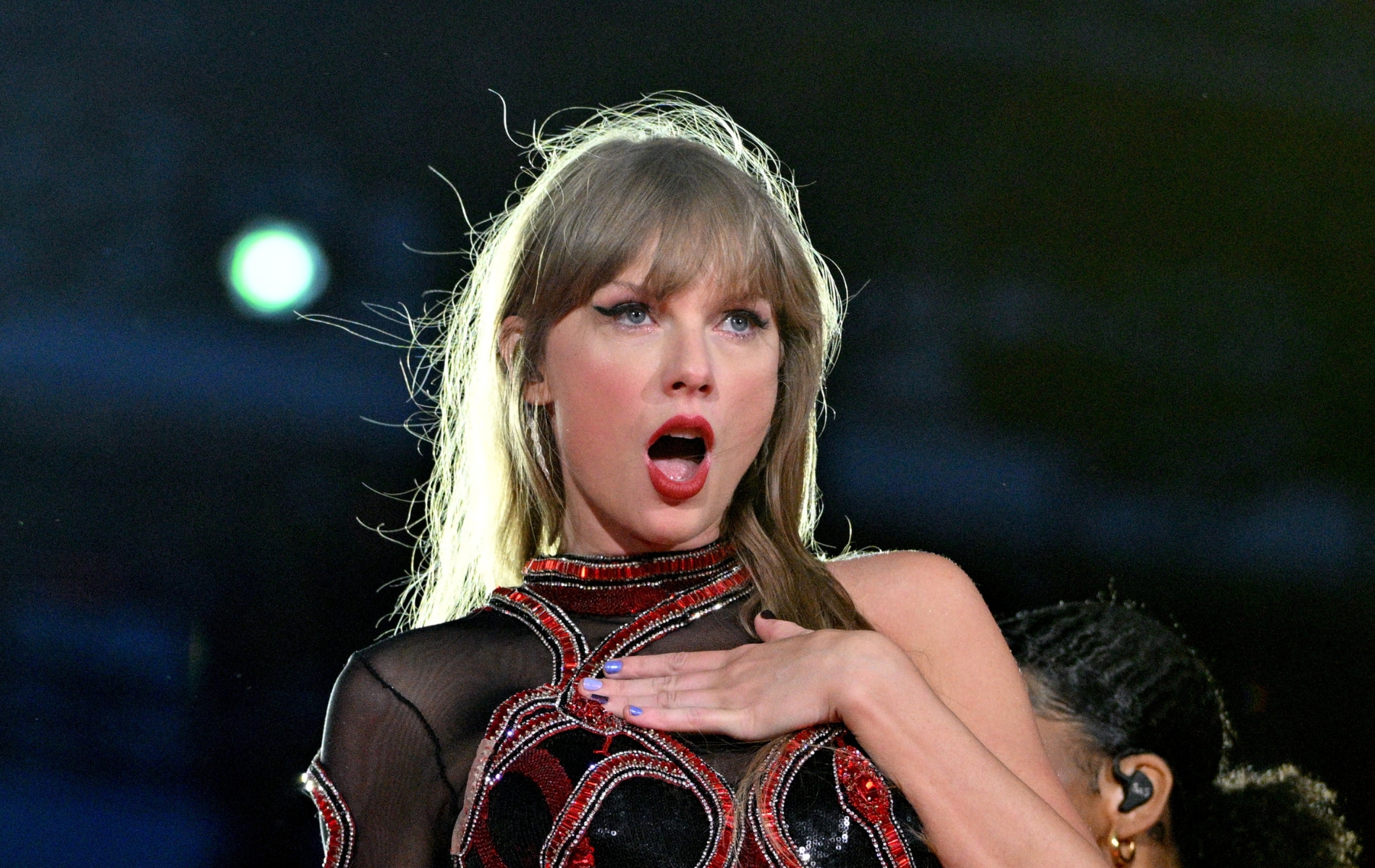 Taylor Swift performs onstage during the Eras tour. She