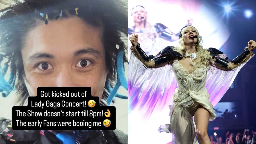 Pyjama Man expulsado del concierto de Lady Gaga después de un infame truco en la alfombra roja