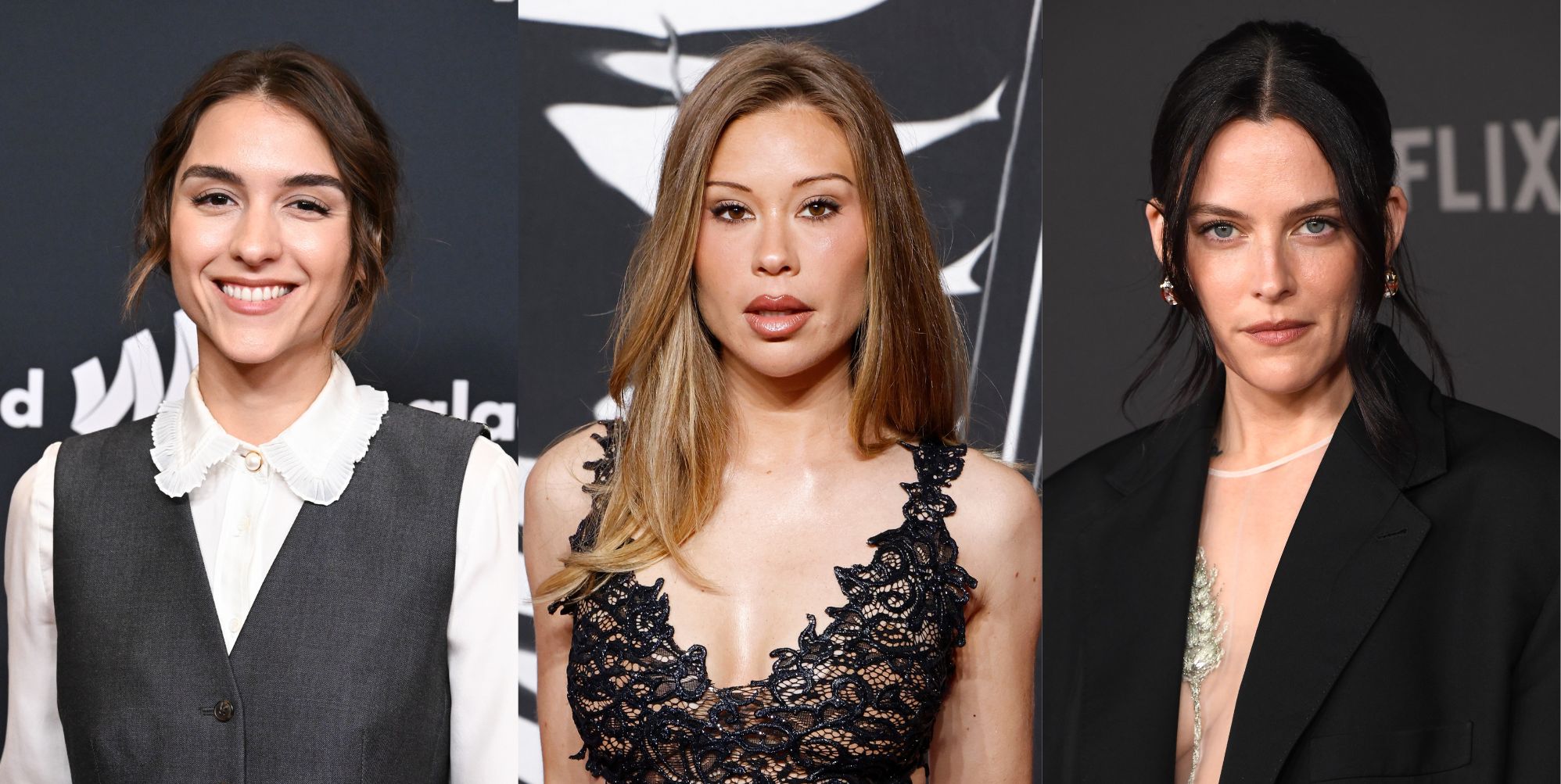 Quinn Shephard, Gabby Windey and Riley Keough pose at separate red carpet events.