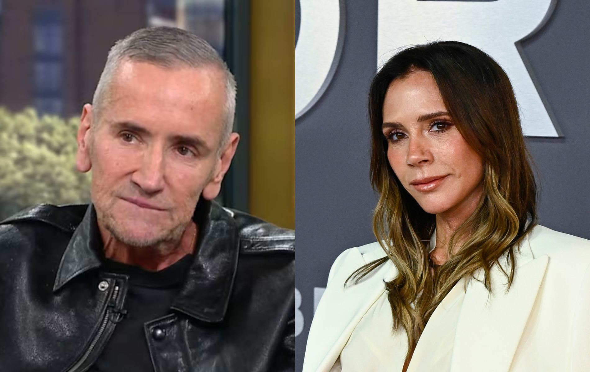 DJ Fat Tony spaeking on This Morning and an image of Victoria Beckham posing for the camera