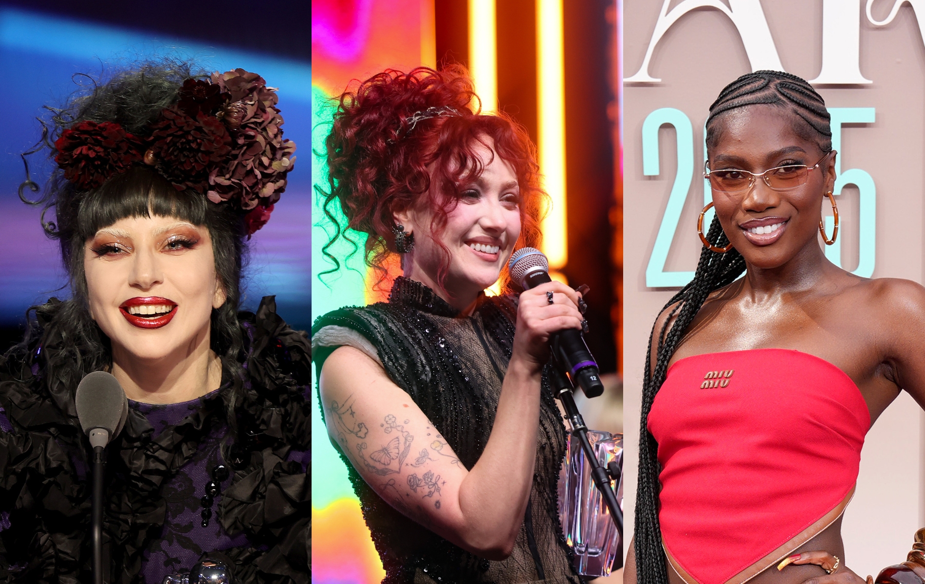 Lady Gaga, Chappell Roan and Doechii headshots