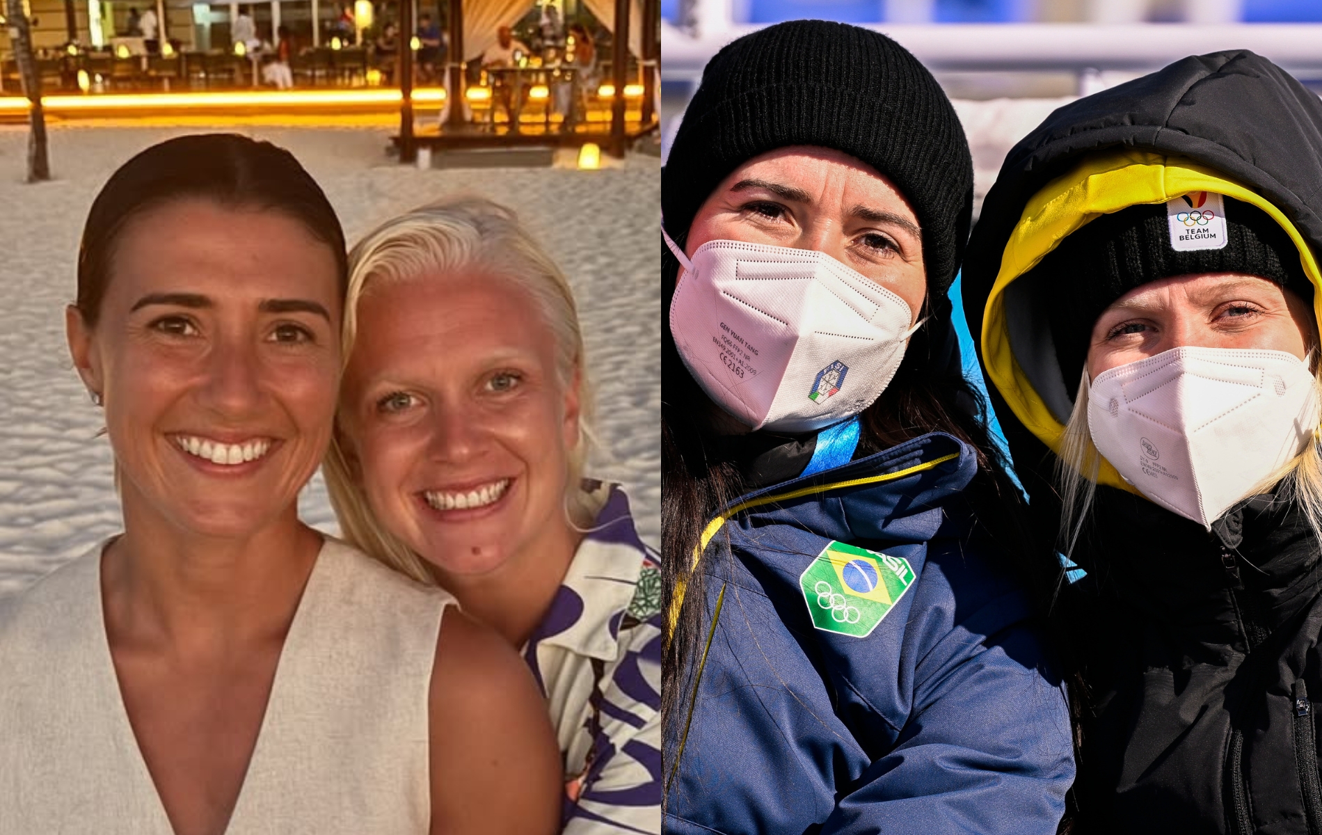 Brazilian Skeleton athlete Nicole Rocha Silveira and Belgian skeleton athlete Kim Meylemans