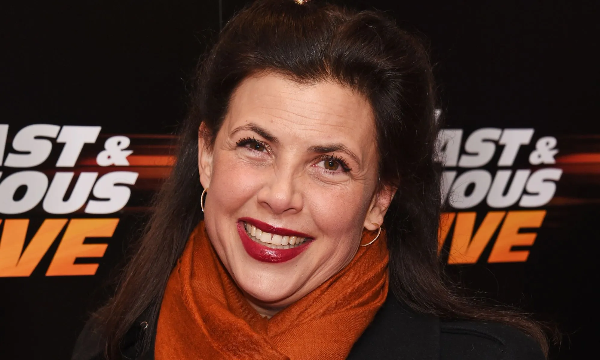 Kirstie Allsopp at a red carpet event.