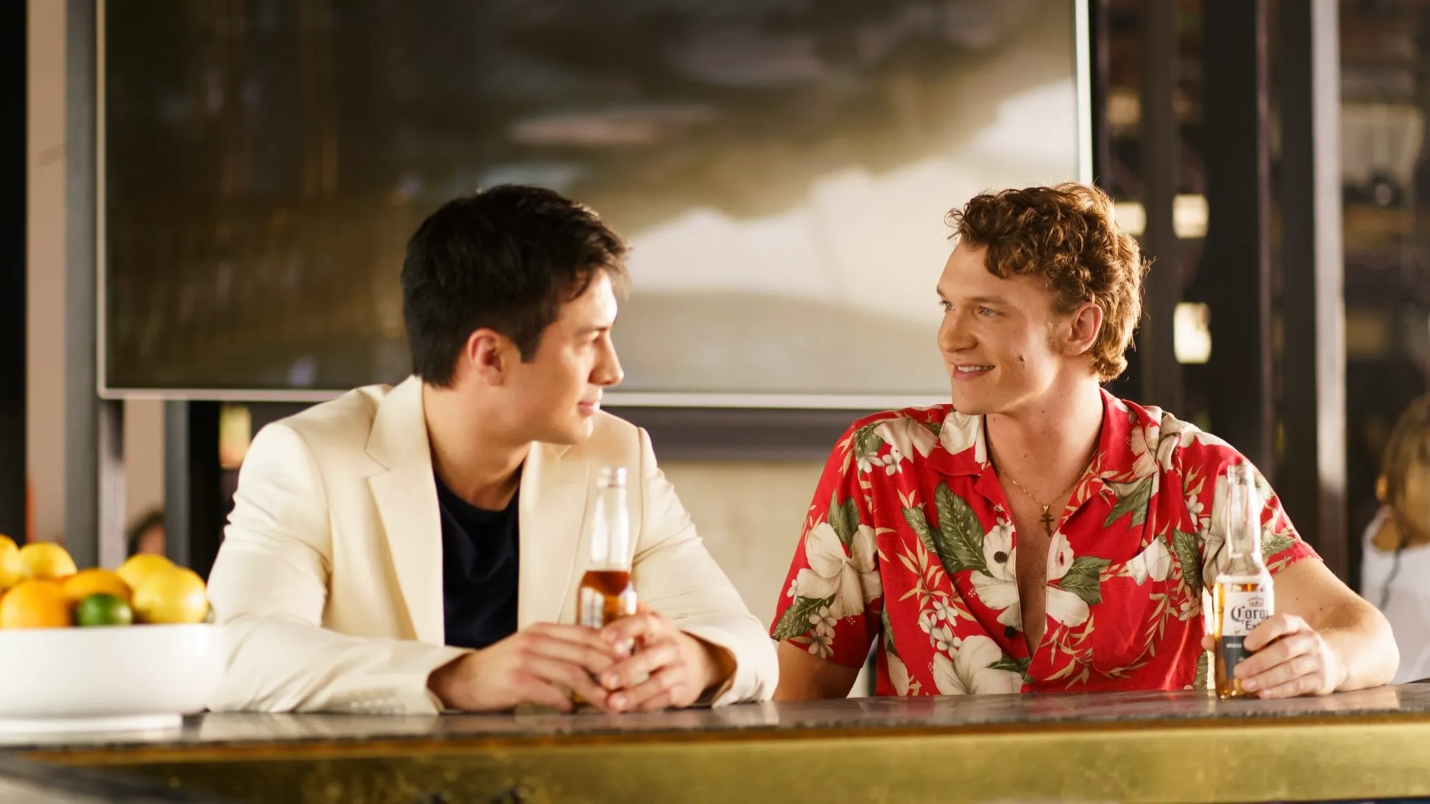 Hudson Williams and Connor Storrie in Heated Rivalry