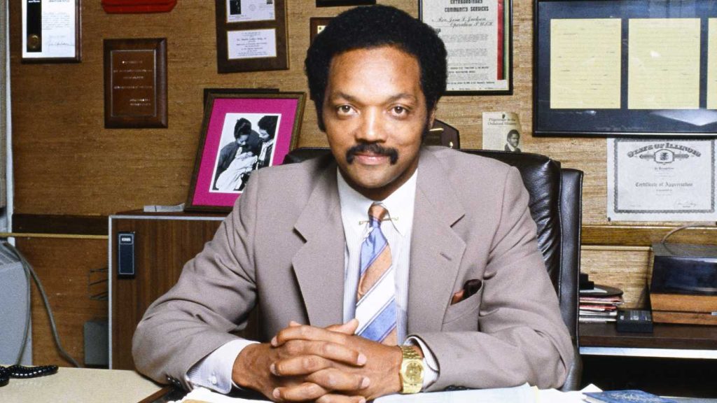 Reverend Jesse Jackson poses for a portrait at his Operation PUSH office in August 1982 in Chicago, Illinois.