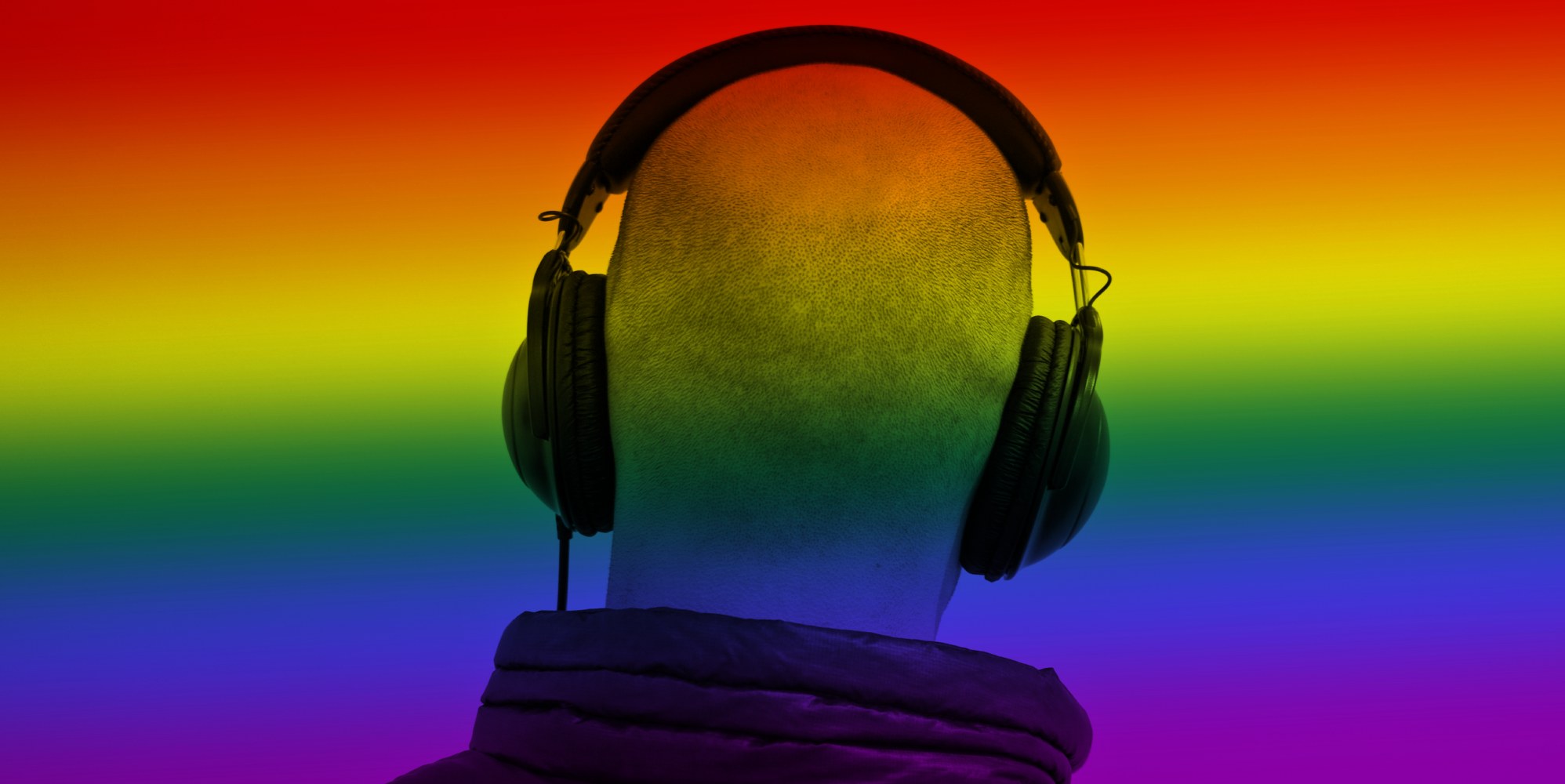 stock image of man wearing headphones