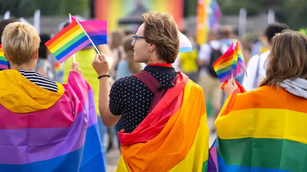 Group of people celebrating the pride month on a pride event