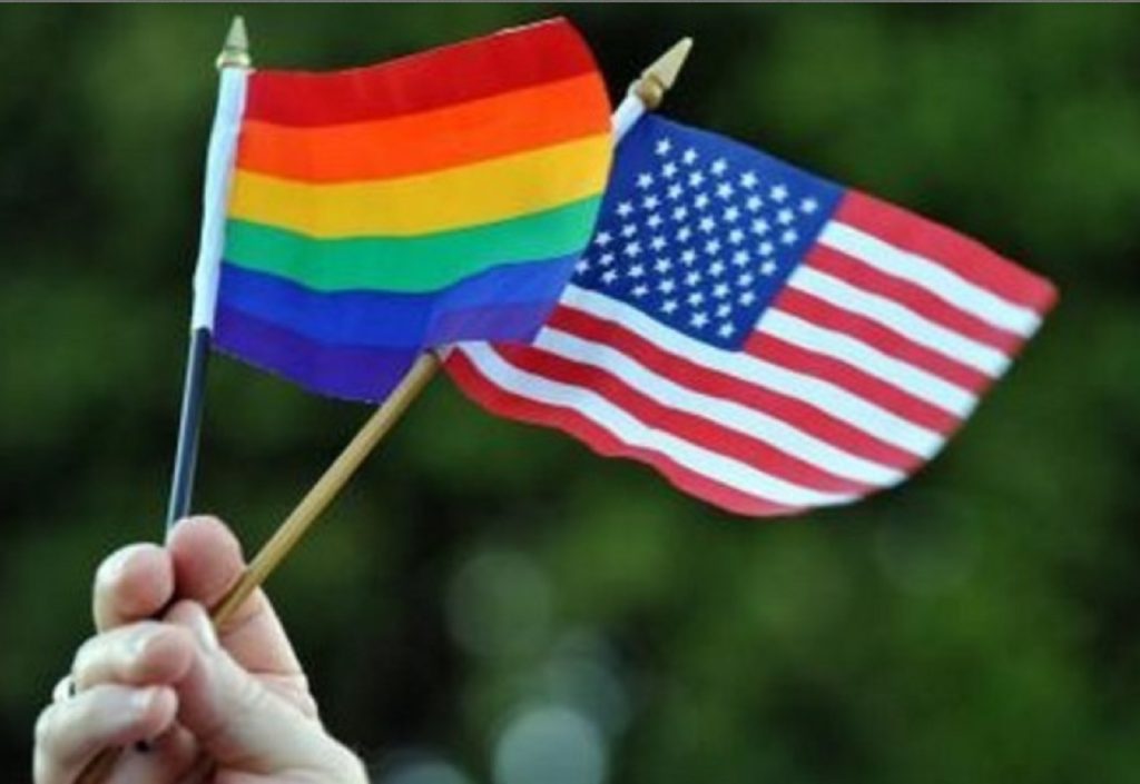 A Pride and USA flag