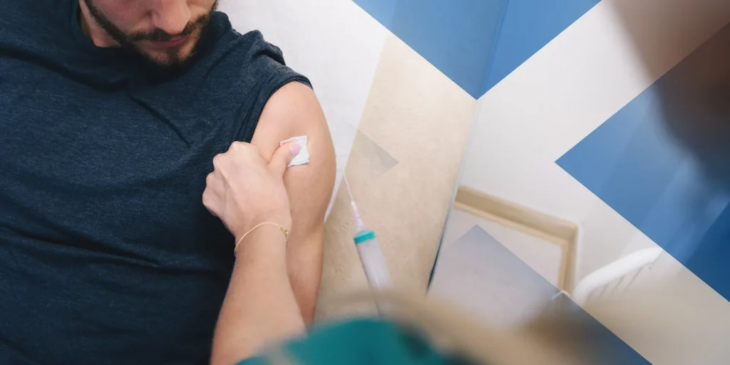 man having injection