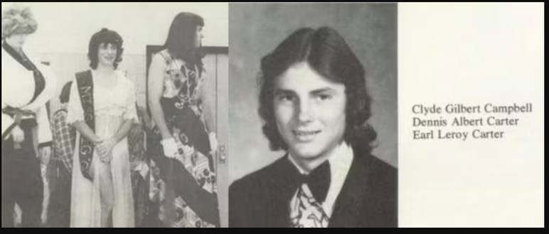 Supuesta fotografía del representante Buddy Carter vestido de mujer de su anuario de último año