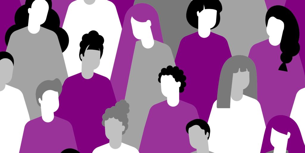 people in the asexual flag colours