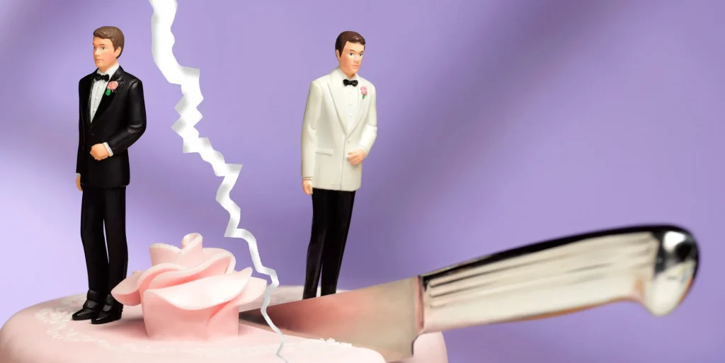 gay couple wedding cake divorce