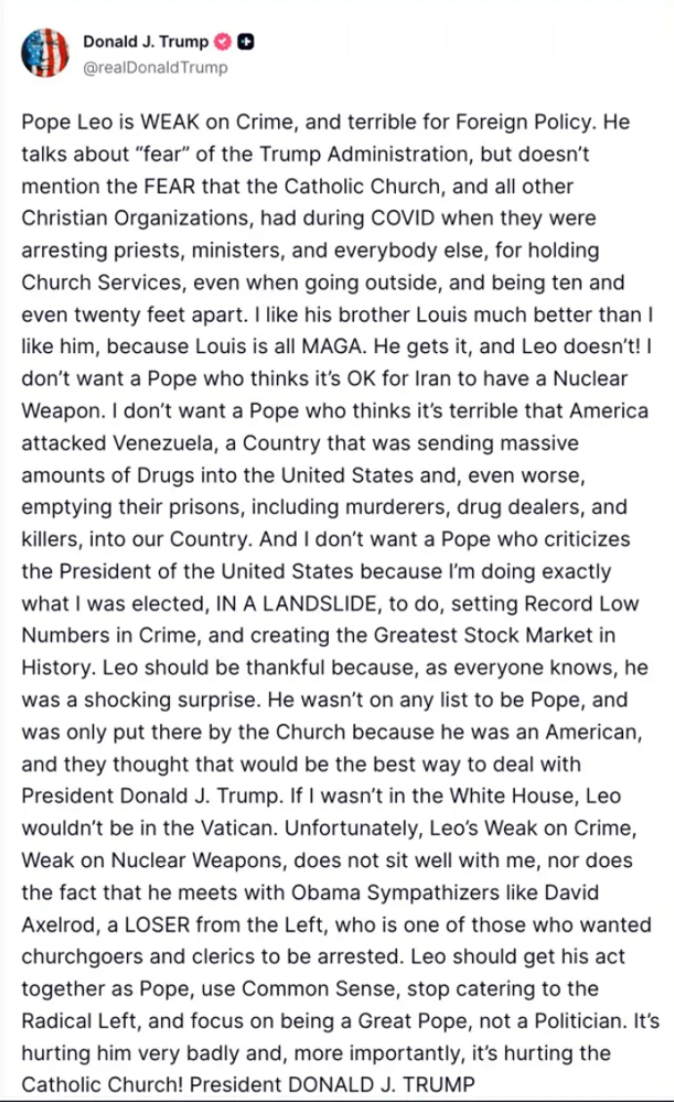 La perorata de Trump sobre el Papa