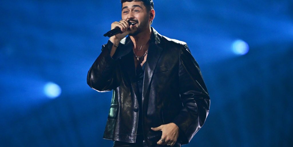VIENNA, AUSTRIA - MAY 12: Noam Bettan representing Israel performs during the first semi-final of the Eurovision Song Contest 2026 at Wiener Stadthalle on May 12, 2026 in Vienna, Austria. (Photo by C