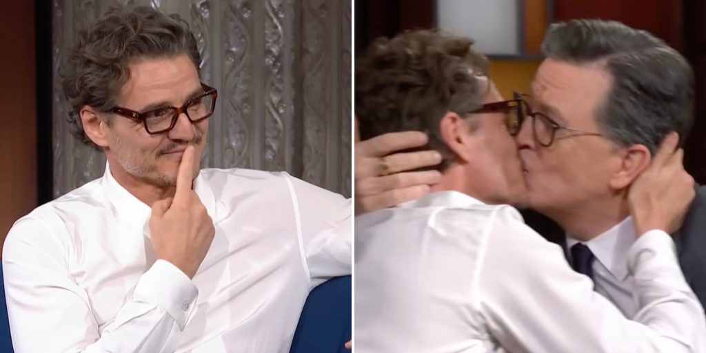 Pedro Pascal kissed Stephen Colbert on The Late Show