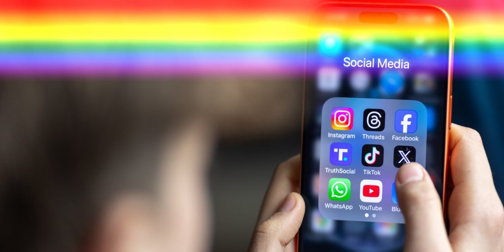 young person uses social media on mobile phone
