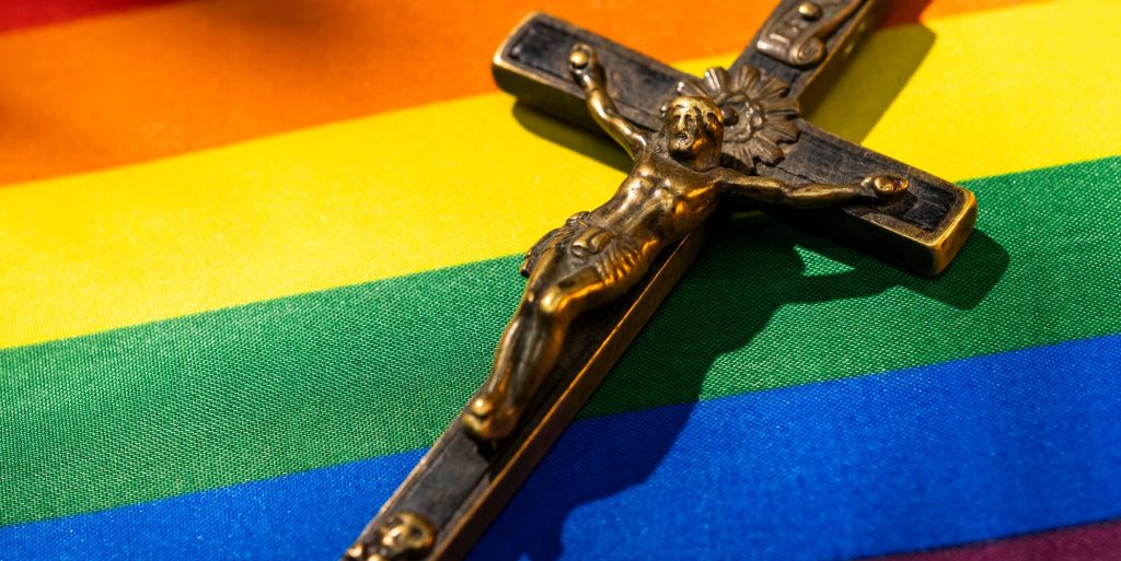 cross on a pride flag