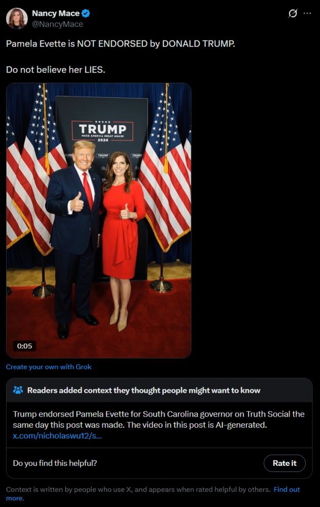 La publicación de Nancy Mace