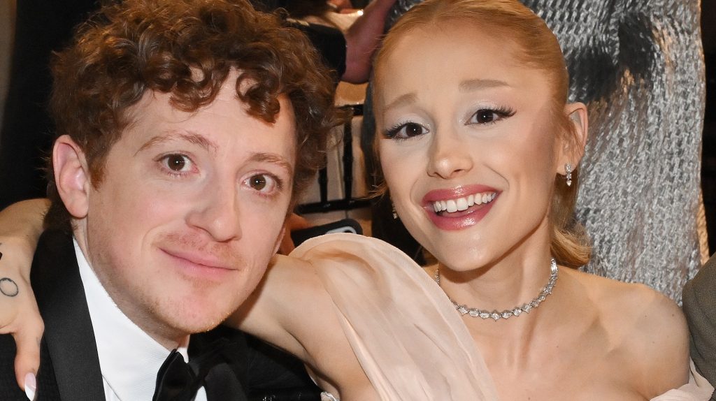 Ethan Slater, Ariana Grande, Jon M. Chu at the 31st Screen Actors Guild Awards held at Shrine Auditorium and Expo Hall on February 23, 2025 in Los Angeles, California. (Photo by Michael Buckner/Variety via Getty Images)