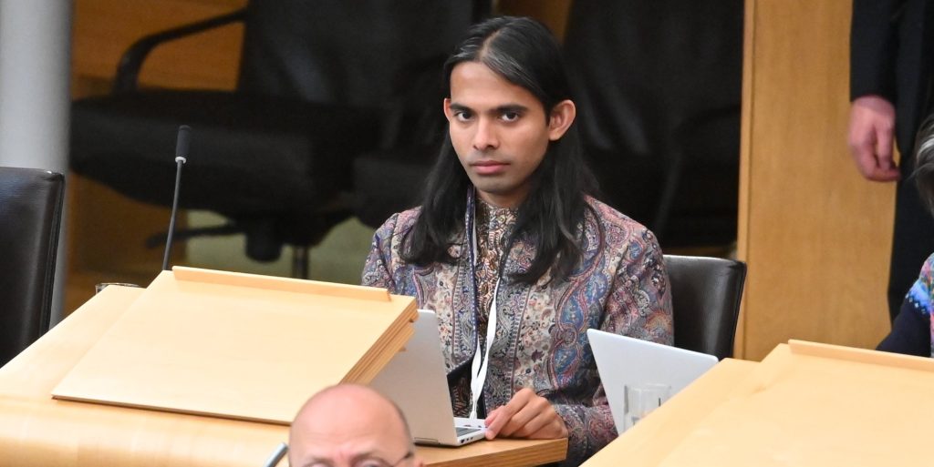 EDINBURGH, SCOTLAND - JUNE 11: Scottish Green Party MSP Q Manivannan during First Minister