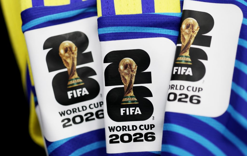 Detail of the FIFA World Cup 2026 patch on shirts