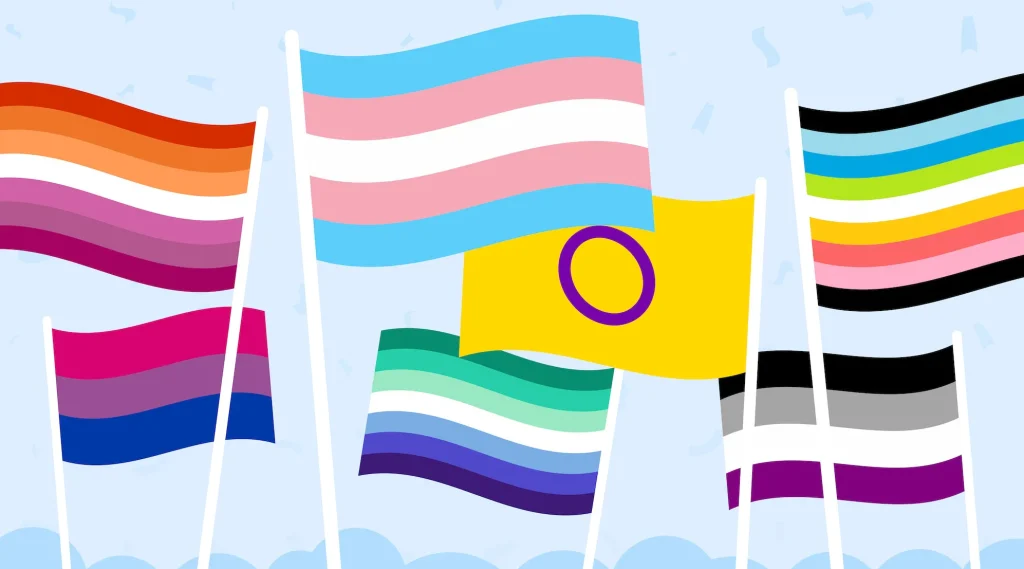 An image of different LGBTQ+ Pride flags