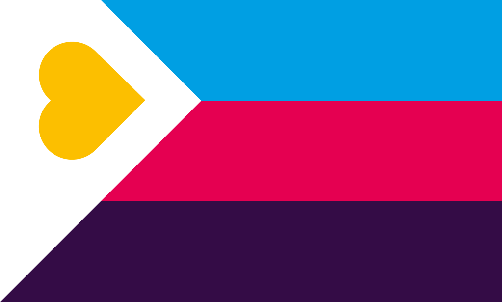 Bandera tricolor del orgullo del poliamor