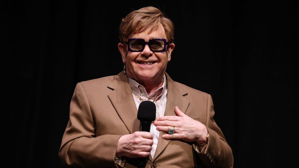 Elton John onstage during the Elton John: Never Too Late European debut as part of the London Film Festival at Southbank Centre - Royal Festival Hall on 10 October 2024 in London