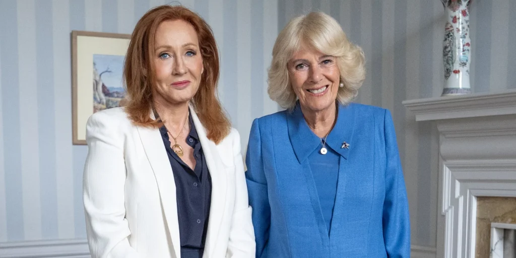 JK Rowling with Queen Camilla at the Palace of Holyroodhouse in Edinburgh