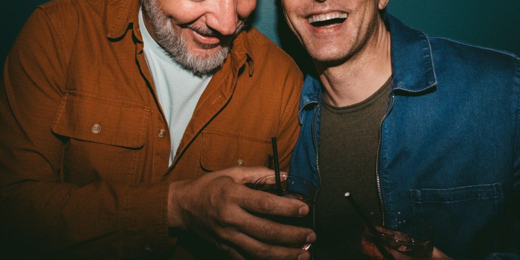 two men laughing