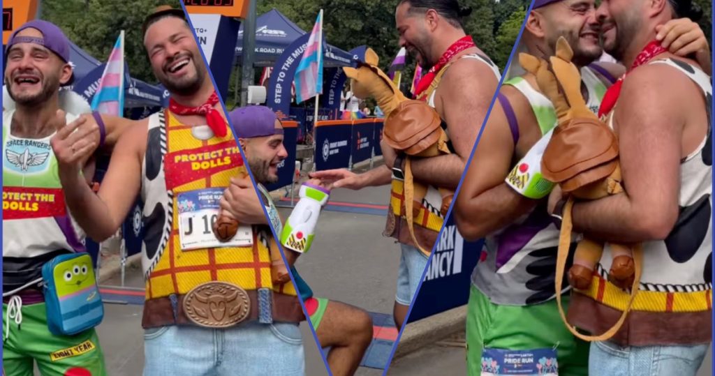 Una pareja se compromete en la meta de Pride Run: “¿Seguir corriendo conmigo?”